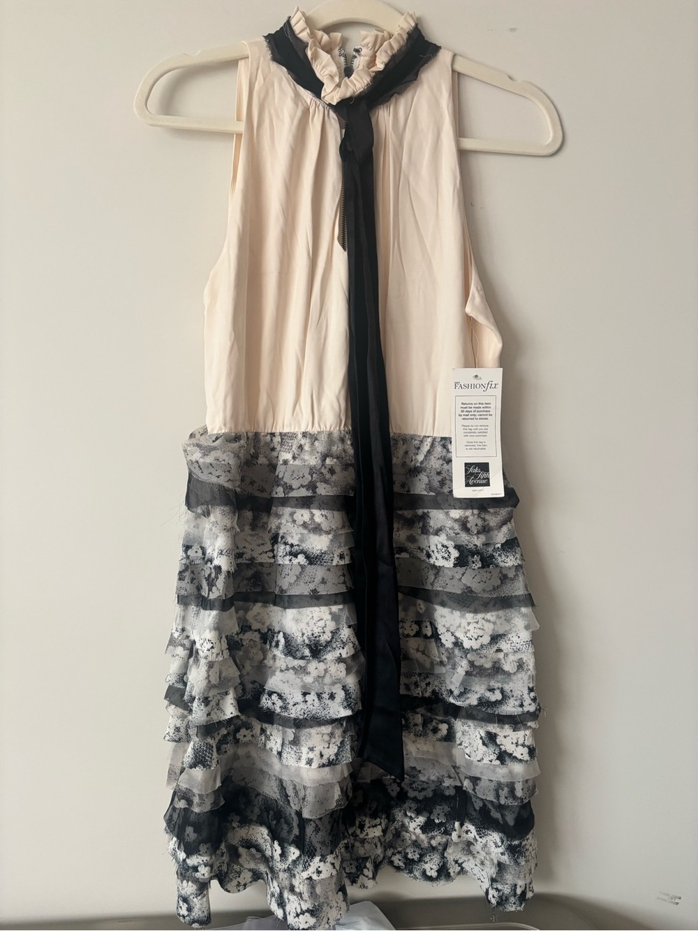 Alice + Olivia Cream Bodice with Black & White Tiered Ruffle Skirt